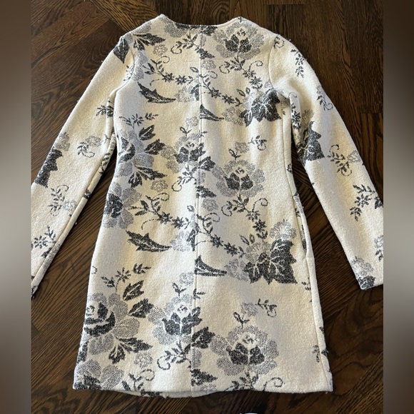 Lucy Laurel medium Anthropologie wool blend flower jacket dress coat gray ivory - Picture 7 of 8
